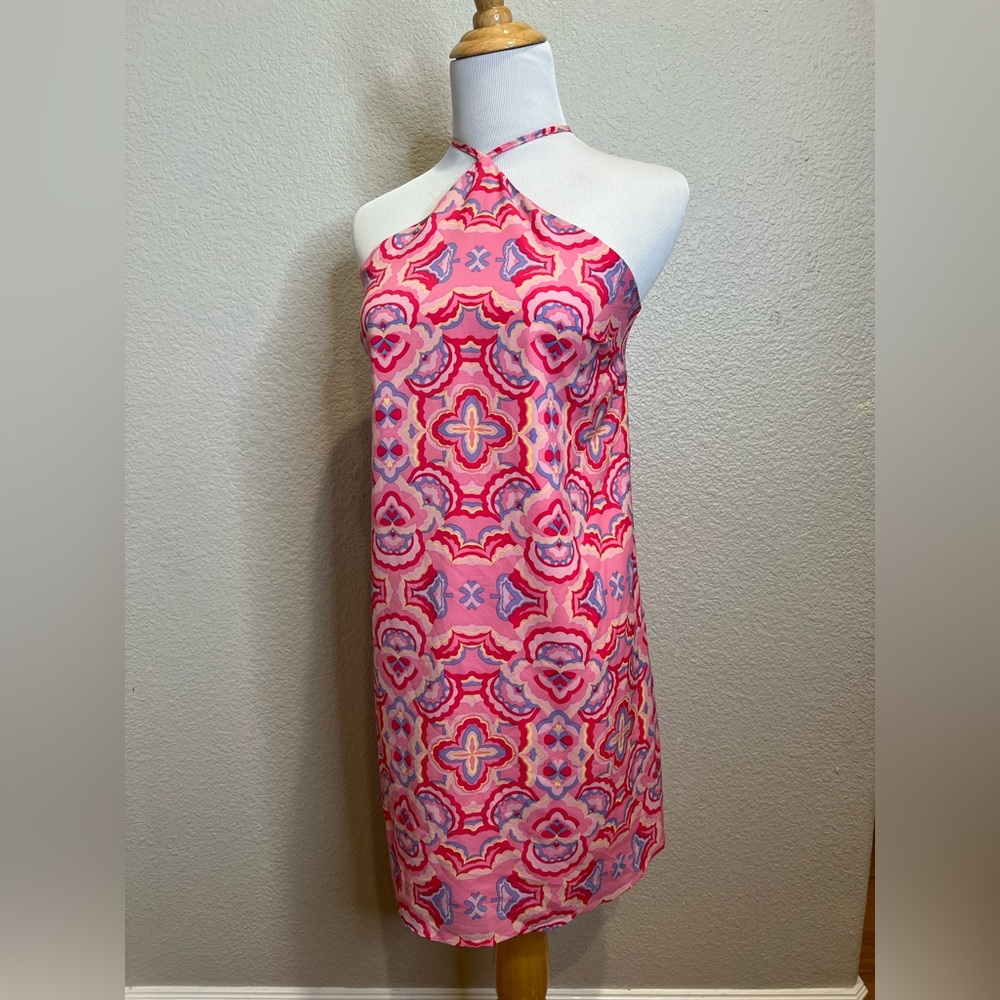 Daphnea Paris Pink Pattern Halter Dress, M